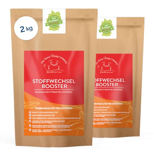 The Horse Vitality Company Stoffwechselbooster für Pferde 2 kg Pulver | Mischung aus Kräutern, Zink & Magnesium | Fellwechsel, Immunsystem & Vitalität | 100% natürlich | Made in Germany von The Horse Vitality Company Gesundheit zum Fressen