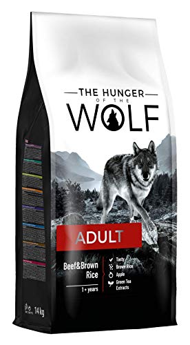 The Hunger of the Wolf Hundefutter für ausgewachsene Hunde aller Rassen, Fein zubereitetes Trockenfutter mit Rind und braunem Reis - 14 kg von The Hunger of the Wolf