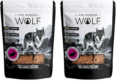 The Hunger of the Wolf Hundesnack für Hunde Aller Rassen, 100% Kaninchenfleisch - 0.2 kg (Packung mit 2) von The Hunger of the Wolf