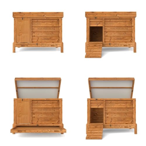 The Hutch Company - Hühnerstall Typ 01, Handgefertigt in Großbritannien, Moderner funktionaler Hühnerstall, 91 cm + Doppel-Nistkasten + tiefes Streu-Set, Geeignet für bis zu 4–6 Hühner, Natur von The Hutch Company