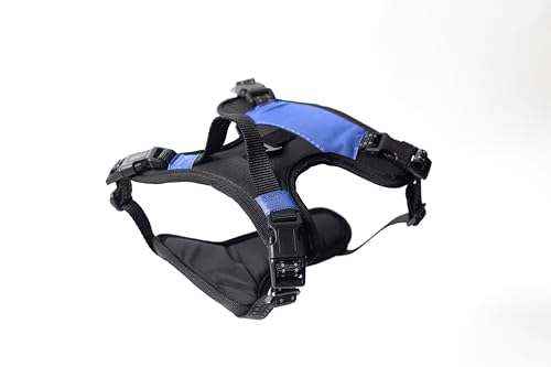 The North Star Hundegeschirr, bequem, voll verstellbar, reduziert das Ziehen, ausbruchsicher, langlebig, lässt sich einfach und sicher mit Airtag-Halterung befestigen (Schwarz/Blau, XL) von The Inquisitive Canine