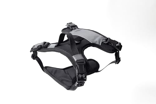 The North Star Hundegeschirr, bequem, voll verstellbar, reduziert das Ziehen, ausbruchsicher, langlebig, lässt sich einfach und sicher mit Airtag-Halterung befestigen (Schwarz/Grau, XL) von The Inquisitive Canine