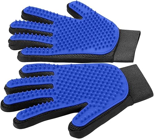 The King Vibes™ Fellpflegehandschuhe für Haustiere, sanfter Enthaarungshandschuh, verbessertes Fünf-Finger-Design, perfekt für Hunde, Katzen und Pferde mit langem und kurzem Fell, 1 Paar (blau) von The King Vibes
