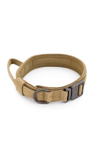 Strapazierfähiges taktisches Hundehalsband - Verstellbares Trainingshalsband mit Metallschnalle für große Hunde - Langlebig, bequem, sichere Passform - The Pup Quartet (Braun, XL) von The Pup Quartet