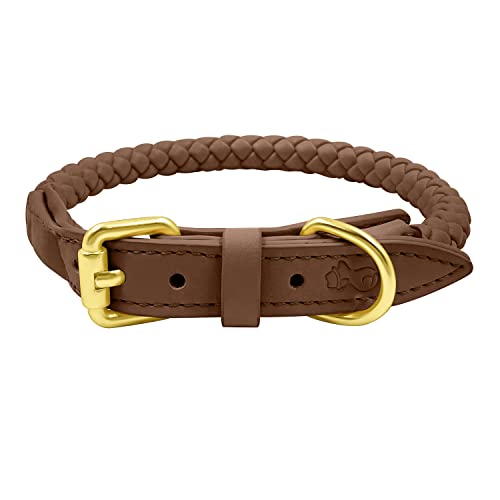 Bailey Haustier-Halsbänder, gelb, auffälliges und schönes Kunstlederhalsband, Größe L, Schokoladenbraun von The Smug Dog