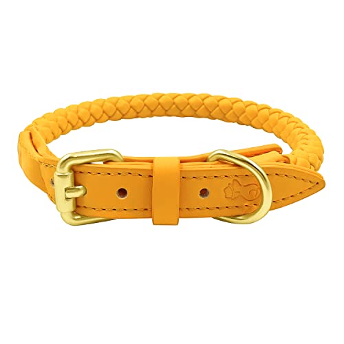 Bailey Hundehalsband, Leder, Größe XL, Gelb von The Smug Dog