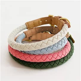 Maxima Hundehalsband, handgefertigt, geflochten, weiches Leder, passend für Hunde, Größe S, Pudel Pink von The Smug Dog