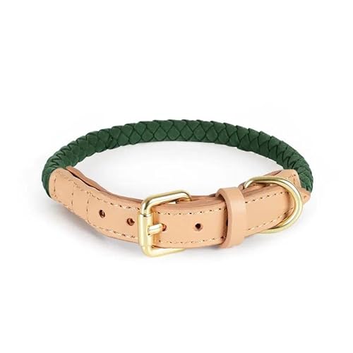Maxima Hundehalsband, handgefertigt, geflochten, weiches Leder. Passend für Hunde (Größe XL, Grün) von The Smug Dog