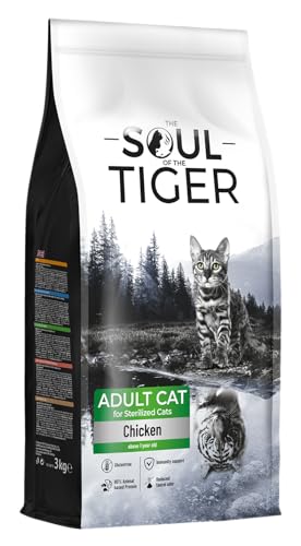The Soul of the Tiger - Trockenfutter für ausgewachsene Katzen mit Huhn für kastrierte Katzen, 3 kg von The Soul of the Tiger