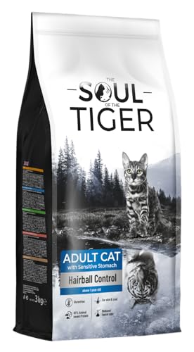 The Soul of the Tiger - Trockenfutter für ausgewachsene Katzen mit empfindlichem Magen, gegen Haarballen, 3 kg von The Soul of the Tiger