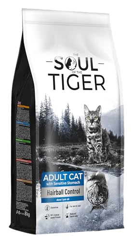 The Soul of the Tiger - Trockenfutter für ausgewachsene Katzen mit empfindlichem Magen, gegen Haarballen, 8 kg von The Soul of the Tiger