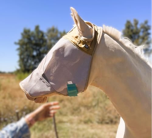 Fliegenmasken für Pferde, 70% UV-Block, atmungsaktive Fliegenmaske für Pferde, langlebig, bequeme Passform für den ganzen Tag Schutz, Pferdegröße (Pferdefliegenmaske, mit Nase) von The Sunny Zebra