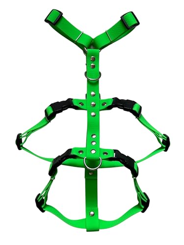 The Third Strap Hund Flucht-Hosenträger für Whippet, Wasserdicht, Hexaline Wabe, Einstellbare Brustumfang 52-75cm (Grün-Schwarz, W) von The Third Strap
