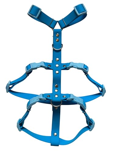 The Third Strap Hunde Flucht-Hosenträger für Whippet, Wasserdicht, Hexaline und Tree Bark, Einstellbare Brustumfang 52-75 cm (Blau, H) von The Third Strap