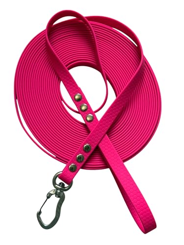 The Third Strap Hundeleine, Trainingsleine Wasserdicht, Hexaline und Tree Bark, Länge 3m, 5m und 10m, mit Aluminium-Karabiner (Rosa, 10m) von The Third Strap