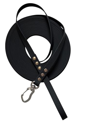 The Third Strap Hundeleine, Trainingsleine Wasserdicht, Hexaline und Tree Bark, Länge 3m, 5m und 10m, mit Aluminium-Karabiner (Schwarz, 10m) von The Third Strap