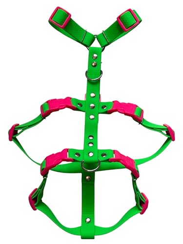 The Third Strap Tocht-Hosenträger für Hund, Whippet, Wasserdicht, Hexaline und Tree Bark, Einstellbare Brustumfang 52-75 cm (Grün-Rosa, W) von The Third Strap