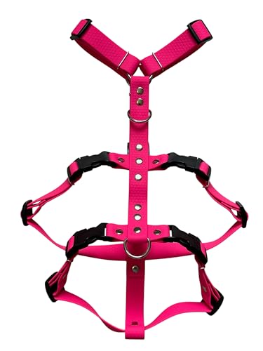 The Third Strap Tocht-Hosenträger für Hund, Whippet, Wasserdicht, Hexaline und Tree Bark, Einstellbare Brustumfang 52-75 cm (Rosa-Schwarz, H) von The Third Strap