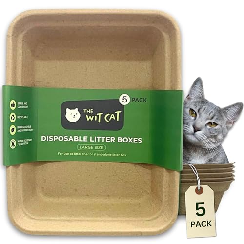 Einweg-Katzentoiletten | 5er-Pack, große Größe, starr, stabil und auslaufsicher, praktische und nachhaltige Auskleidung oder eigenständige Katzentoilette von The Wit Cat