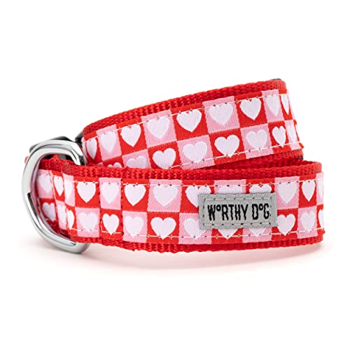 The Worthy Dog Colorblock Hearts Stilvolle und langlebige Hundehalsbänder, verstellbares Trainingshalsband aus Nylon, mit starker Schnellverschluss-Schnalle, klein, rot von The Worthy Dog