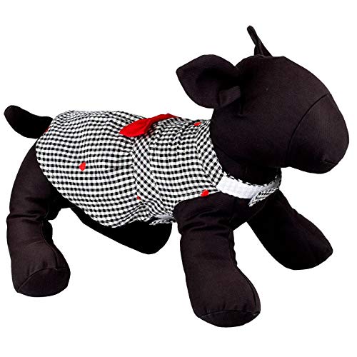 The Worthy Dog Gingham-Karos mit gesticktem roten Herzmuster, stilvolle Schleife für Hunde, lässiges Hunde-Outfit – passend für kleine, mittelgroße und große Hunde, Schwarz und Weiß von The Worthy Dog