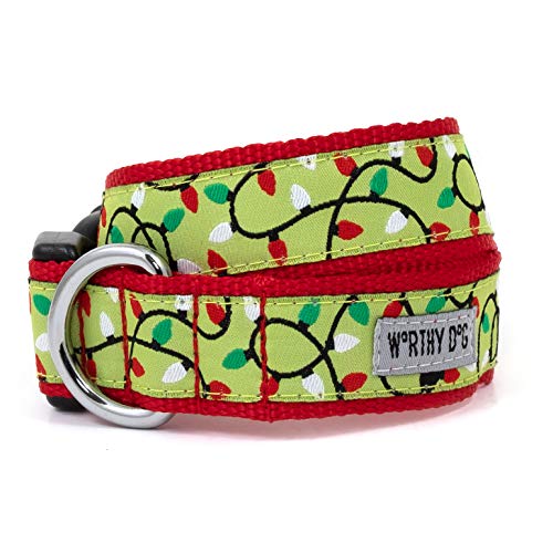 The Worthy Dog Hundehalsband, Nylon, festlich, stilvoll, langlebig, verstellbar, starke Schnalle, Grün/Rot von The Worthy Dog
