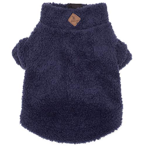 The Worthy Dog Solid Fleece Quarter Zip Pullover, Warm Pullover Fleece Hundepullover Winter Hundekleidung - Größe S, Marineblau von The Worthy Dog