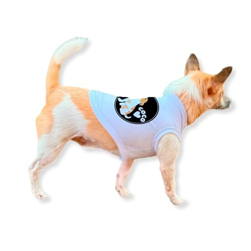 Hunde-T-Shirt für kleine Rassen, weiches weißes Polyester, 3 individuelle Designdrucke, Größe L von TheDogTagCo