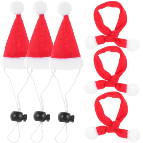 6 Stück Mini-Weihnachtsmützen, Weihnachtsmütze, Hühnermütze, Schal-Set, kleine Tiermütze, verstellbar, für Geflügel, Henne, Hahn, Hamster, Ente, Eidechse, Meerschweinchen 6 Stück Mini-Weihnachtsmützen, Weihnachtsmütze, Hühnermütze, Schal-Set, kleine Tiermütze, verstellbar, für Geflügel, Henne, Hahn, Hamster, Ente, Eidechse, Meerschweinchen von Theaque