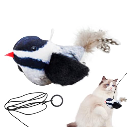 Thego Katzenspielzeug, das Vogelgeräusche erzeugt, interaktives Vogel-Katzenspielzeug | Interaktiver Katzen-Kicker mit flatterndem Vogel | Kicker, zwitschernde Vögel, lebhaftes Vogelgezwitscher von Thego