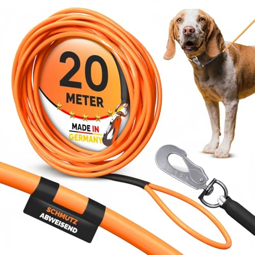 20m Schleppleine mit Handschlaufe | wasserdichte, gummierte Trainingsleine für Hunde | robust und gut sichtbar | Für Spiel, Sport und Hundetraining | 6 mm dick | 3 bis 50 m wählbar von Themahund