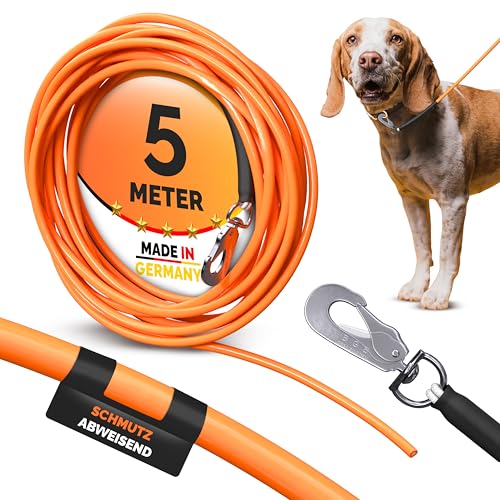 Hundeschleppleine|Robuste Trainingsleine für Hunde|Polyesterkern mit PVC-Ummantelung|Für Spiel, Sport und Hundetraining|6 mm dick|3 bis 50 m|Hohe Zugkraft|Flexibel und robust (5m, ohne Handschlaufe) von Themahund