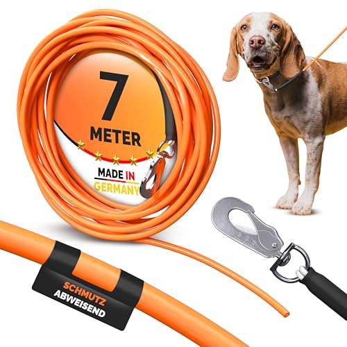 Hundeschleppleine|Robuste Trainingsleine für Hunde|Polyesterkern mit PVC-Ummantelung|Für Spiel, Sport und Hundetraining|6 mm dick|3 bis 50 m|Hohe Zugkraft|Flexibel und robust (7m, ohne Handschlaufe) von Themahund