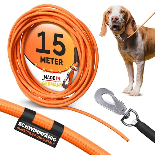 Schleppleine schwimmfähig mit oder ohne Handschlaufe | Orange | rund | 6mm | 3-50m (15m, ohne Handschlaufe) von Themahund