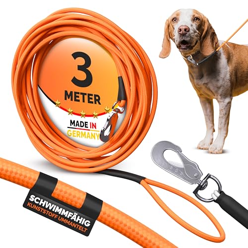 Schleppleine schwimmfähig mit oder ohne Handschlaufe | Orange | rund | 6mm | 3-50m (3m, mit Handschlaufe) von Themahund