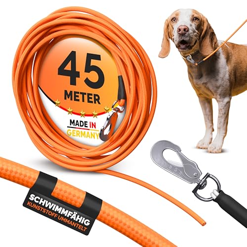 Schleppleine schwimmfähig mit oder ohne Handschlaufe | Orange | rund | 6mm | 3-50m (45m, ohne Handschlaufe) von Themahund