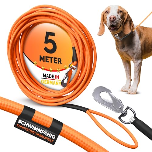 Schleppleine schwimmfähig mit oder ohne Handschlaufe | Orange | rund | 6mm | 3-50m (5m, mit Handschlaufe) von Themahund