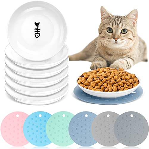 6 Stück Keramik-Katzenfutterteller, 15,2 cm Katzen-Nassfutternapf mit 6 Stück Silikon-Anti-Rutsch-Matte, Schnurrhaar, Müdigkeit, Katzennapf, Futternapf für Katzen, kleine Haustiere 6 Stück Keramik-Katzenfutterteller, 15,2 cm Katzen-Nassfutternapf mit 6 Stück Silikon-Anti-Rutsch-Matte, Schnurrhaar, Müdigkeit, Katzennapf, Futternapf für Katzen, kleine Haustiere von Thenshop