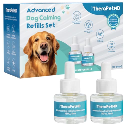 Beruhigender Diffusor für Hunde, fortschrittlicher Hunde-Pheromone, beruhigender Diffusor, beruhigendes Spray für Hunde, Anti-Angst- und Hunde-Pheromone-Diffusor, Nachfüllpackung für Hunde und Welpen, von TherapetMD