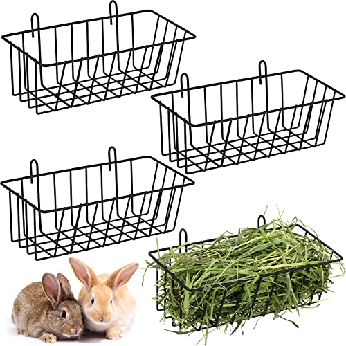 Therwen 4 Stück Kaninchen-Heu-Futterspender für weniger Abfall, Metall, Kaninchen-Heuhalter mit Haken, Käfig, Heuhalter für Kaninchen, PET-Lebensmittelspender, Meerschweinchen, Frettchen-Zubehör von Therwen
