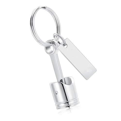 Thewasc Metall-Kolben-Schlüsselanhänger, Haustier-Gedenkschmuck, kreativer Aschehalter, mechanisches Design, Feuerbestattung, Metall-Schlüsselanhänger für Haustiere von Thewasc