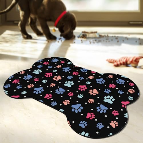 Pet Feeding Mat Dog Mat for Food and Water Absorbent Dog Water Bowl Mat No Stains Easy Clean Dog Food Mat Quick Dry Dog Feeding Mat Water Dispenser Mat Pet Supplies (Black, 61 x 40,6 cm) von Thideape