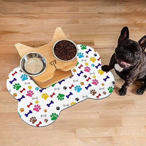 Pet Feeding Mat Dog Mat for Food and Water Absorbent Dog Water Bowl Mat No Stains Easy Clean Dog Food Mat Quick Dry Dog Feeding Mat Water Dispenser Mat Pet Supplies (White, 61 x 40,6 cm) von Thideape