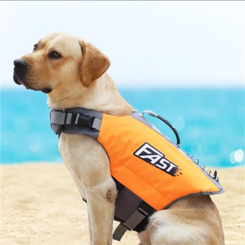 ThinkMax Hundeschwimmweste Tuch Haustier Schwimmweste mit Rettungsgriff Verstellbare Hundeschwimmweste für Hunde von ThinkMax