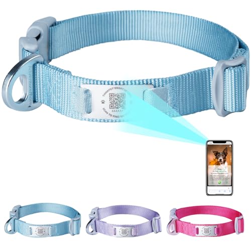 ThinkPet Intelligenter QR-Code Hundehalsband - Aus Nylon, Verstellbare Größe, Langlebig & Komfortabel, Echtzeit-Ortung mit Kontaktinformationen des Besitzers-Hellblau-Groß (Halsumfang: 40-61cm) ThinkPet Intelligenter QR-Code Hundehalsband - Aus Nylon, Verstellbare Größe, Langlebig & Komfortabel, Echtzeit-Ortung mit Kontaktinformationen des Besitzers-Hellblau-Groß (Halsumfang: 40-61cm) von ThinkPet