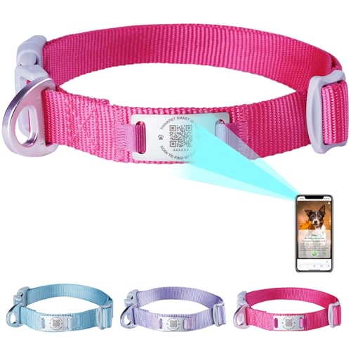 ThinkPet Intelligenter QR-Code Hundehalsband - Aus Nylon, Verstellbare Größe, Langlebig & Komfortabel, Echtzeit-Ortung mit Kontaktinformationen des Besitzers-kleine Rose-Klein(Halsumfang:22-30cm) ThinkPet Intelligenter QR-Code Hundehalsband - Aus Nylon, Verstellbare Größe, Langlebig & Komfortabel, Echtzeit-Ortung mit Kontaktinformationen des Besitzers-kleine Rose-Klein(Halsumfang:22-30cm) von ThinkPet