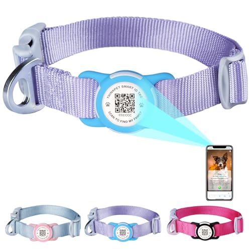 ThinkPet Nylon Hundehalsband mit wasserdichtem AirTag-Halter und QR-Code zur sicheren Aufbewahrung von Haustier-Violett-Medium(Halsumfang:33-51cm) ThinkPet Nylon Hundehalsband mit wasserdichtem AirTag-Halter und QR-Code zur sicheren Aufbewahrung von Haustier-Violett-Medium(Halsumfang:33-51cm) von ThinkPet