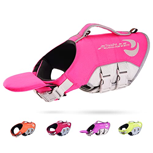ThinkPet Hund Schwimmweste Einstellbare Rettungsweste Reflektierende Lifesaver mit Auftrieb von ThinkPet