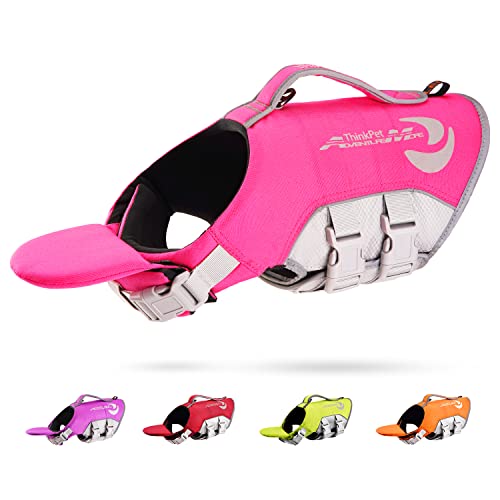 ThinkPet Hund Schwimmweste Einstellbare Rettungsweste Reflektierende Lifesaver mit Auftrieb von ThinkPet