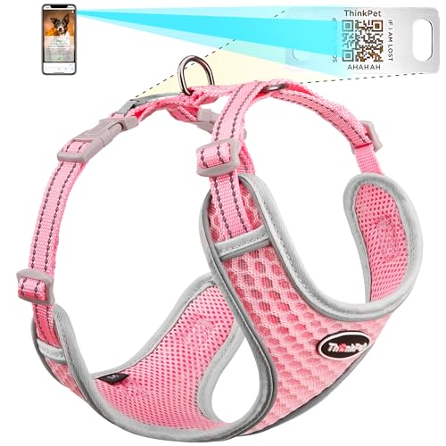 ThinkPet Hundegeschirr, reflektierend, atmungsaktiv, weiches Air-Mesh mit QR-Code, Hundemarke, Erstickungsfrei, für Welpen, kleine, mittelgroße Hunde und Katzen, Größe L, Rosa ThinkPet Hundegeschirr, reflektierend, atmungsaktiv, weiches Air-Mesh mit QR-Code, Hundemarke, Erstickungsfrei, für Welpen, kleine, mittelgroße Hunde und Katzen, Größe L, Rosa von ThinkPet